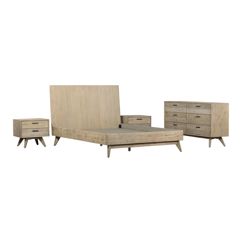 Baly 4 Piece Acacia King Platform Bedroom Set with Dresser and Nightstands. Picture 1