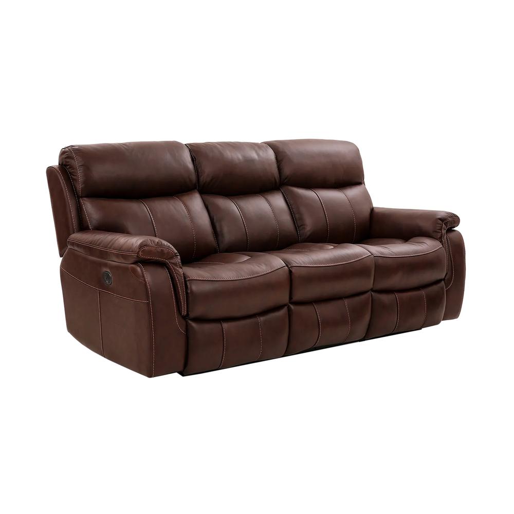 Montague Dual Power Reclining 2 Piece Sofa and Recliner Set in Genuine Brown Leather. Picture 1