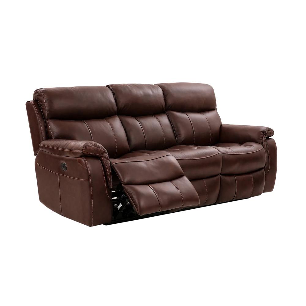 Montague Dual Power Reclining 2 Piece Sofa and Recliner Set in Genuine Brown Leather. Picture 2