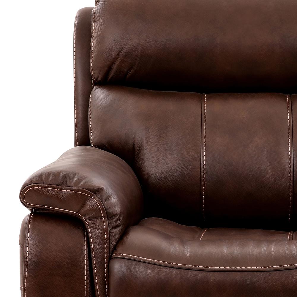 Montague Dual Power Reclining 2 Piece Sofa and Recliner Set in Genuine Brown Leather. Picture 5