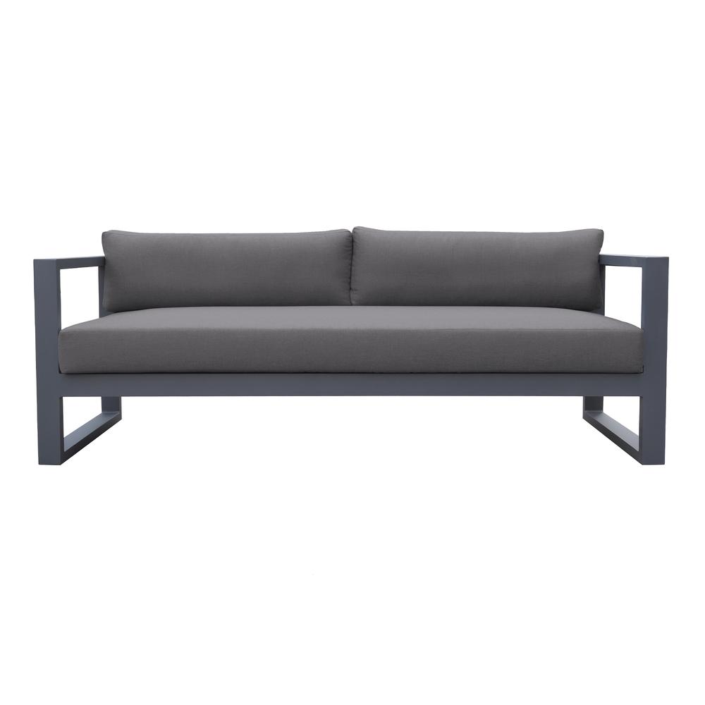 Aegean Outdoor 4 piece Set in Dark Grey Finish and Charcoal Cushions. Picture 2