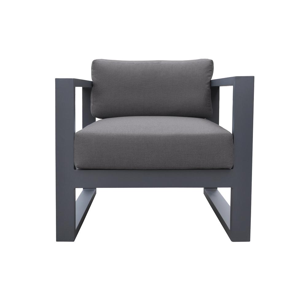 Aegean Outdoor 4 piece Set in Dark Grey Finish and Charcoal Cushions. Picture 6