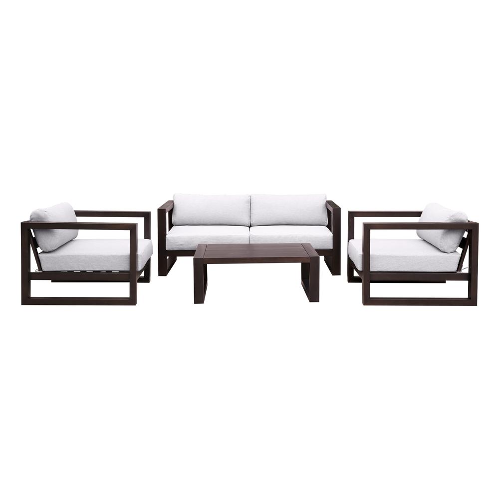 Paradise 4 Piece Outdoor Dark Eucalyptus Wood Sofa Seating Set with Grey Cushions. Picture 1
