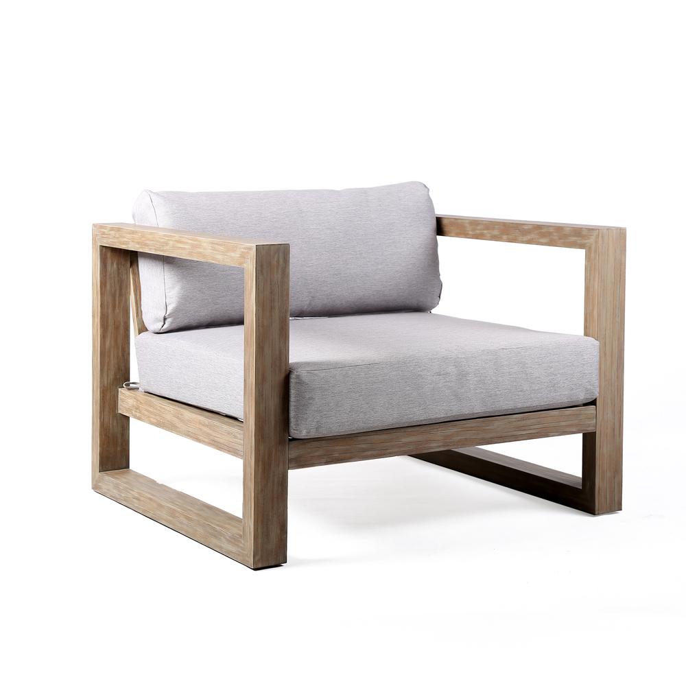Paradise 4 Piece Outdoor Light Eucalyptus Wood Sofa Seating Set with Grey Cushions. Picture 2