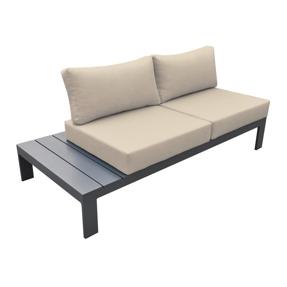 Razor Outdoor 4 piece Sectional set in Dark Grey Finish and Grey Cushions. Picture 2