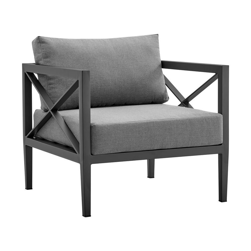 Sonoma Outdoor 4 piece Set in Dark Grey Finish and Dark Grey Cushions. Picture 5