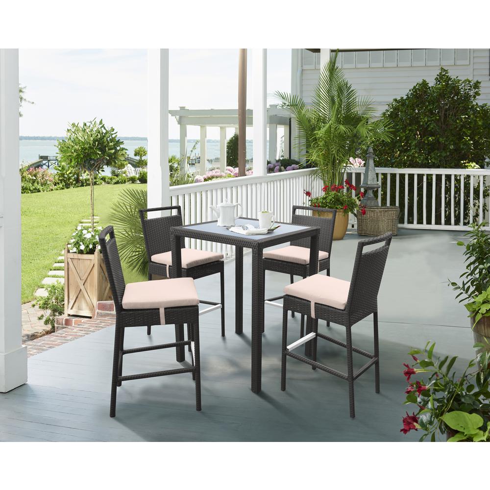 Tropez Outdoor Patio Wicker Bar Set (Table with 4 barstools). Picture 9