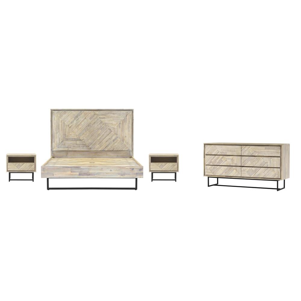 Peridot 4 Piece King Bedroom Set in Natural Acacia Wood. Picture 1