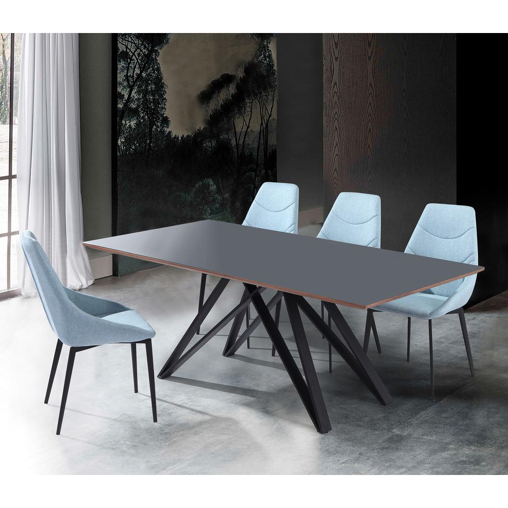 Urbino Contemporary Grey Glass 5 Piece Metal Dining Set. Picture 1