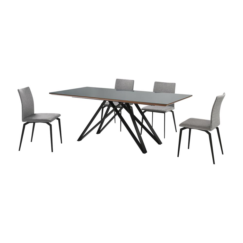 Urbino Lyon 5 Piece Dining Set with Gray Fabric Chairs. Picture 1