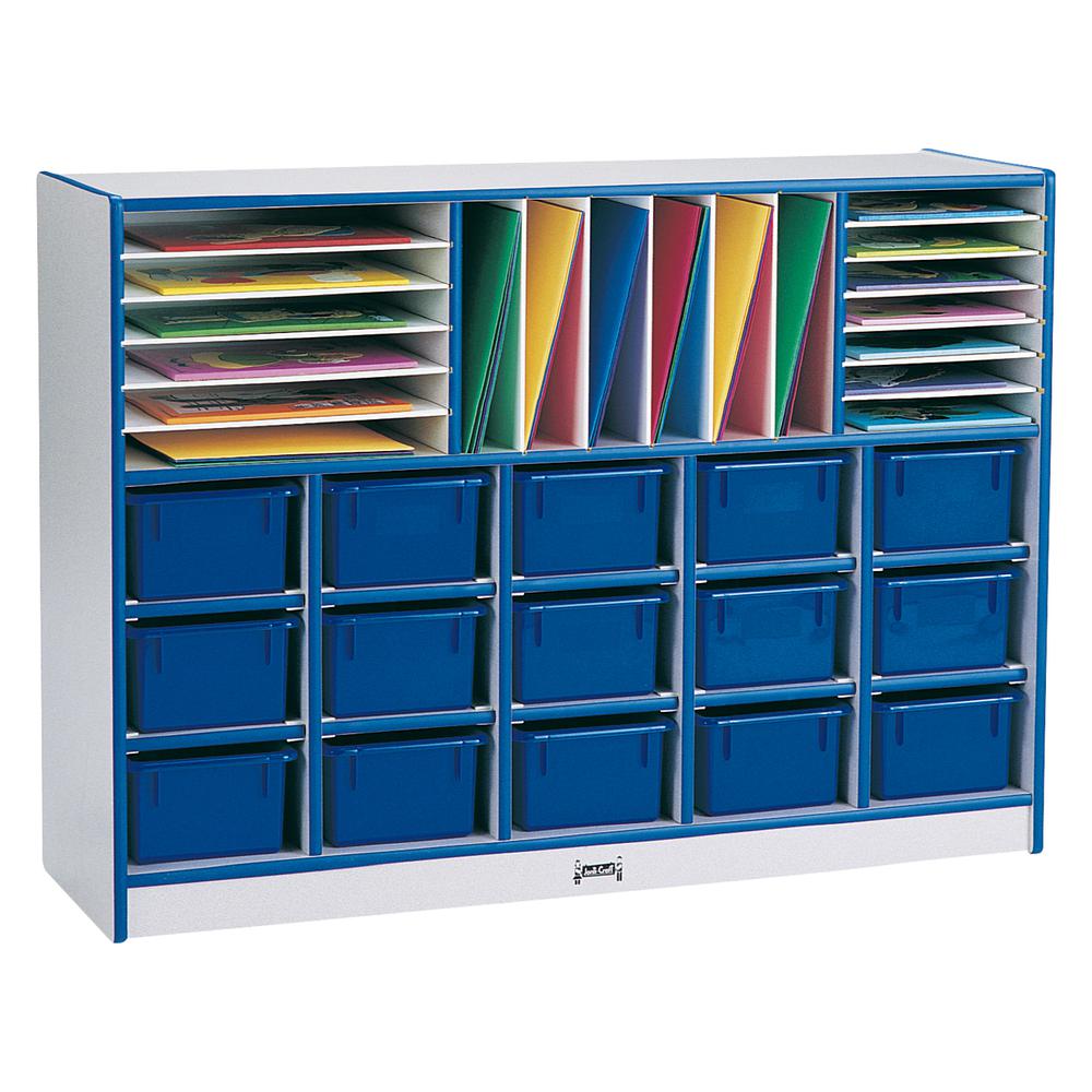 Sectional Cubbie-Tray Mobile Unit - with Trays - Teal. The main picture.