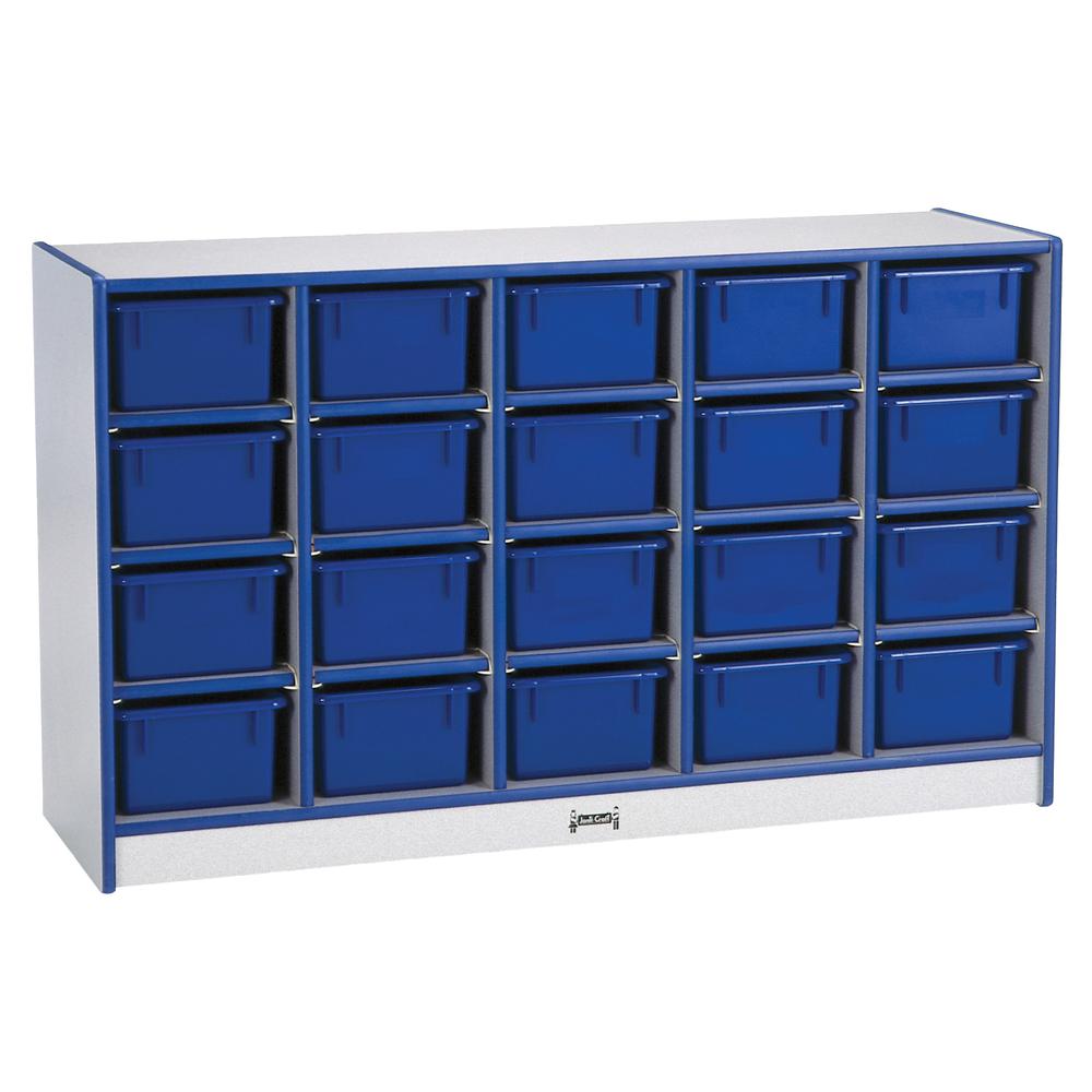 20 Cubbie-Tray Mobile Storage - with Trays - Blue. Picture 2