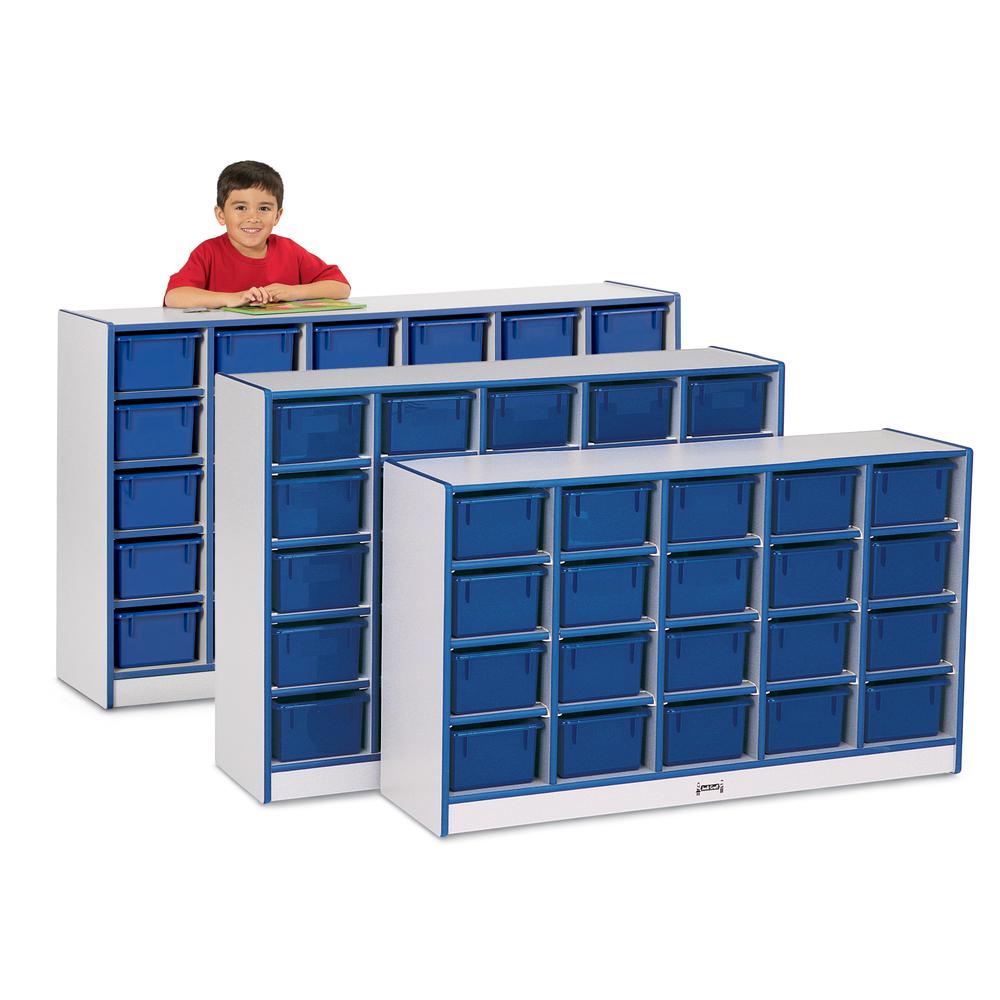 20 Cubbie-Tray Mobile Storage - with Trays - Blue. Picture 3