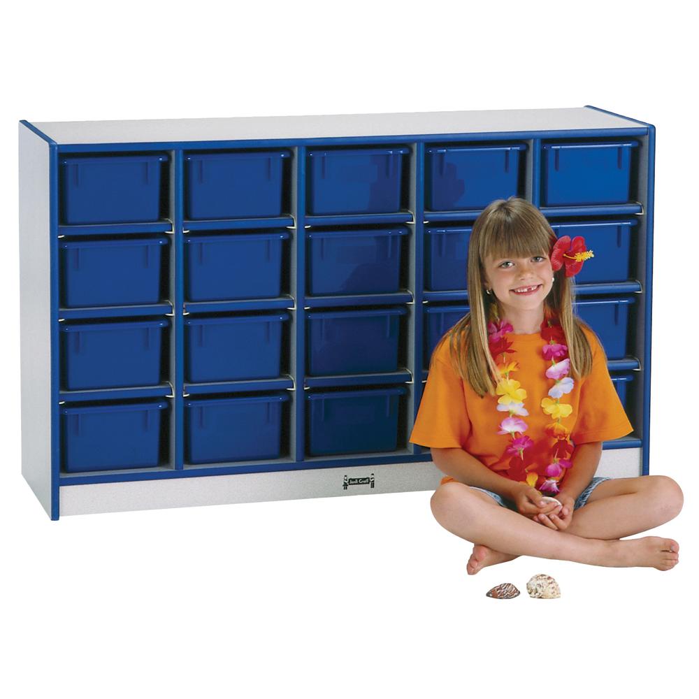 20 Cubbie-Tray Mobile Storage - with Trays - Blue. Picture 1