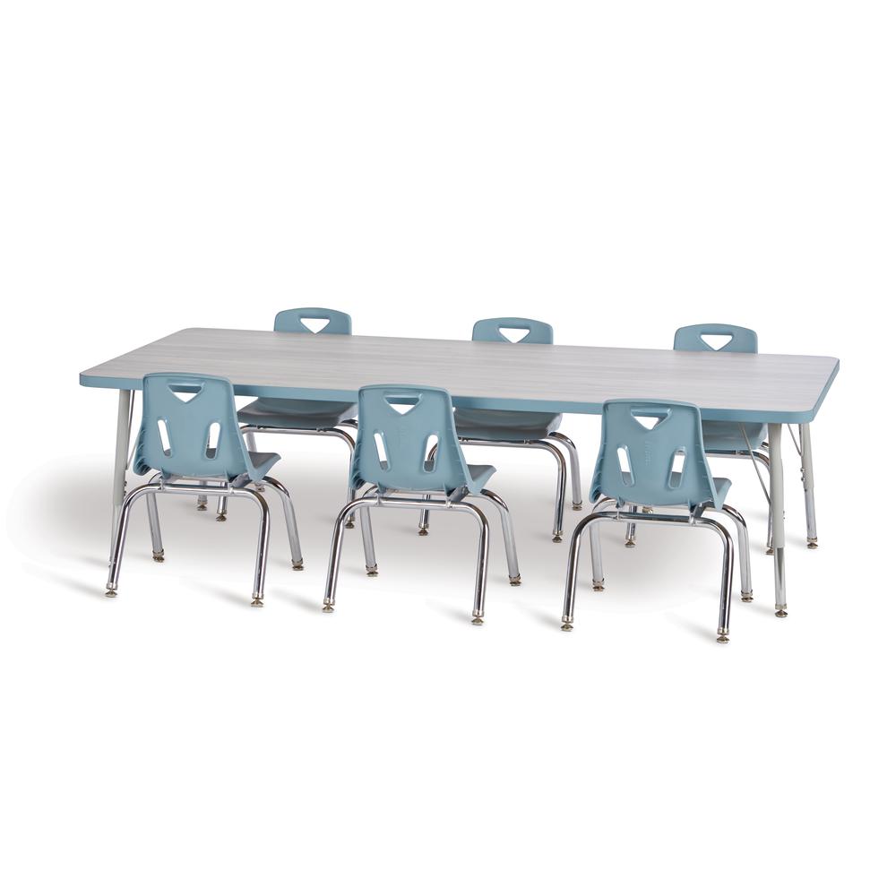 Berries® Rectangle Activity Table - 30" X 72", Mobile - Driftwood Gray/Coastal Blue/Gray. Picture 3