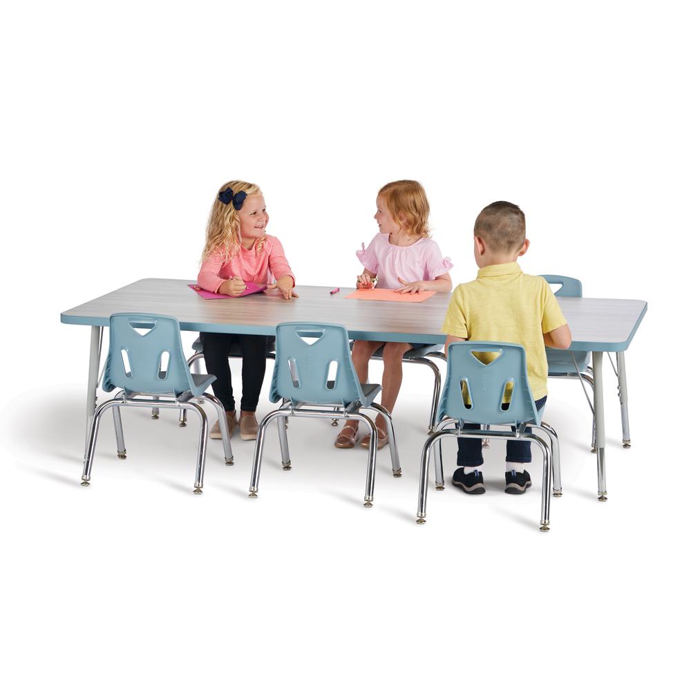 Berries® Rectangle Activity Table - 30" X 48", A-height - Driftwood Gray/Coastal Blue/Gray. Picture 3