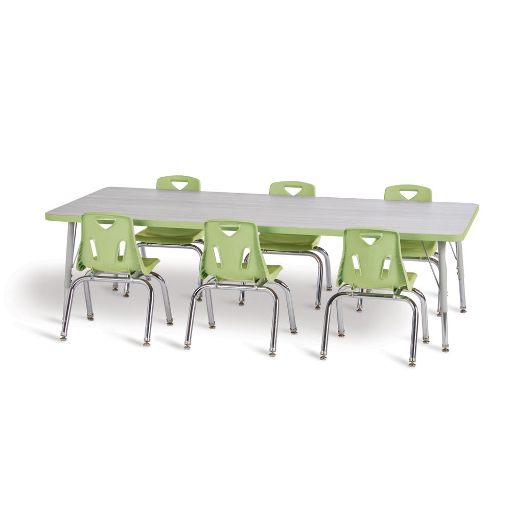 Berries® Rectangle Activity Table - 30" X 48", A-height - Driftwood Gray/Key Lime/Gray. Picture 2