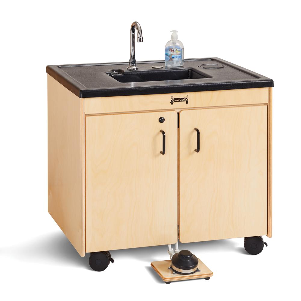 Jonti-Craft® Clean Hands Helper Portable Sink – Nonelectric - 26" Counter - Plastic Sink. Picture 1