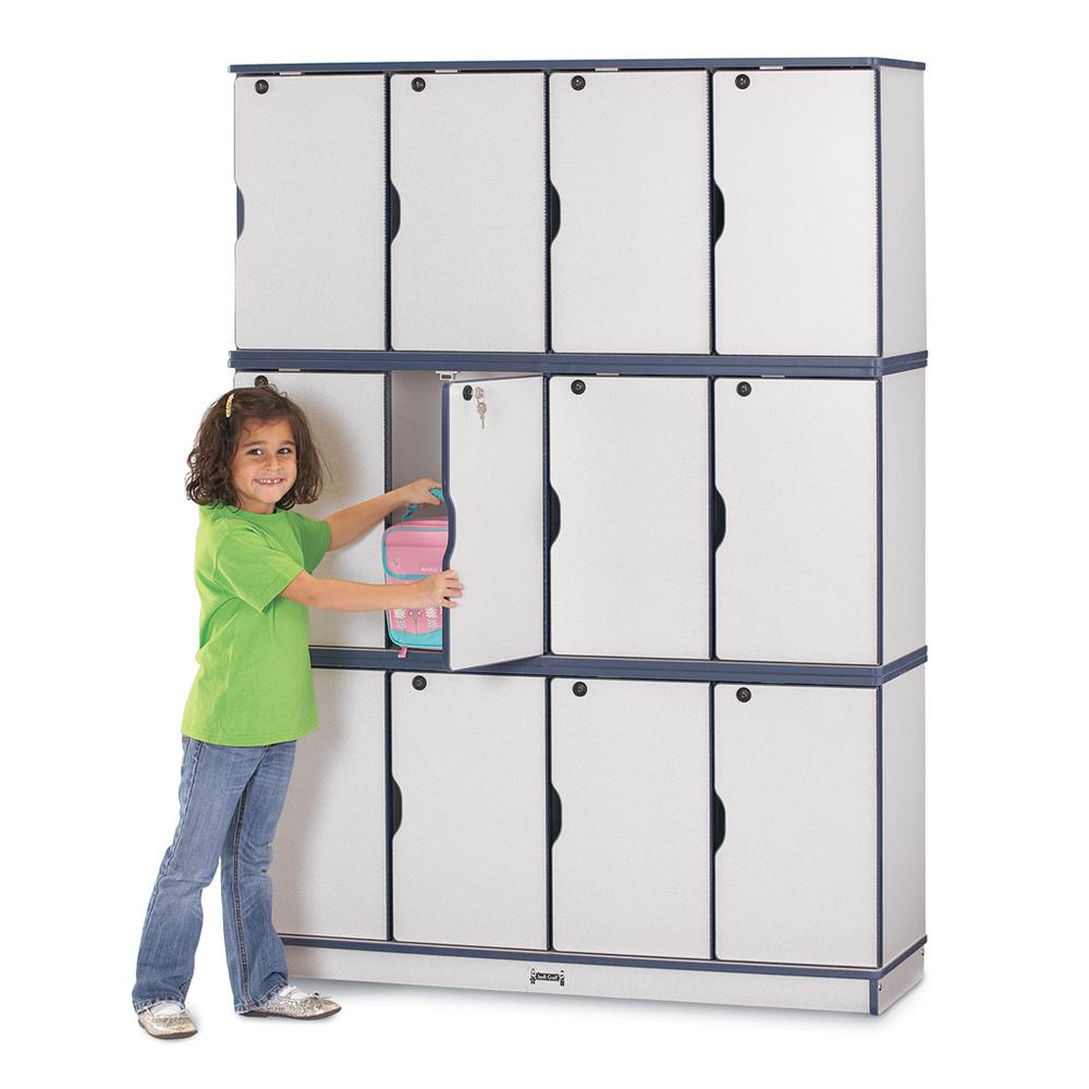 Stacking Lockable Lockers - Single Stack - Navy. Picture 3