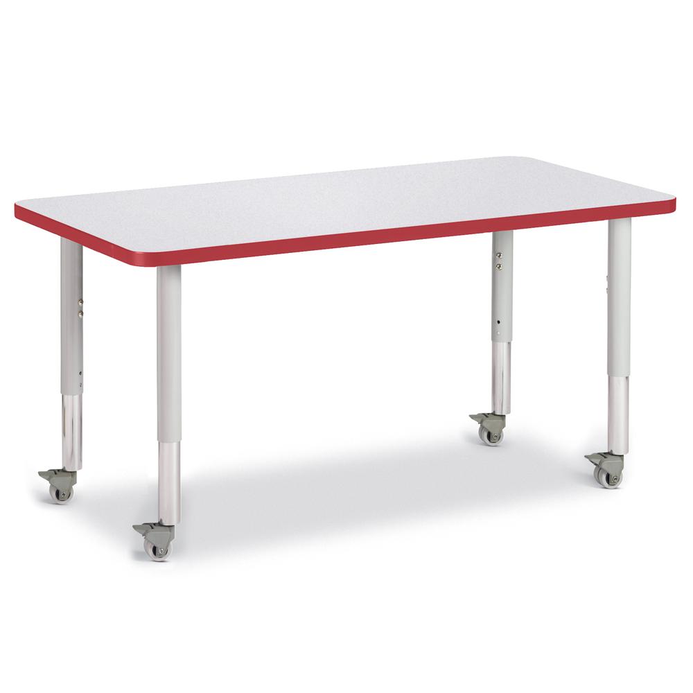 Rectangle Activity Table - 24" X 48", Mobile - Gray/Red/Gray. Picture 1