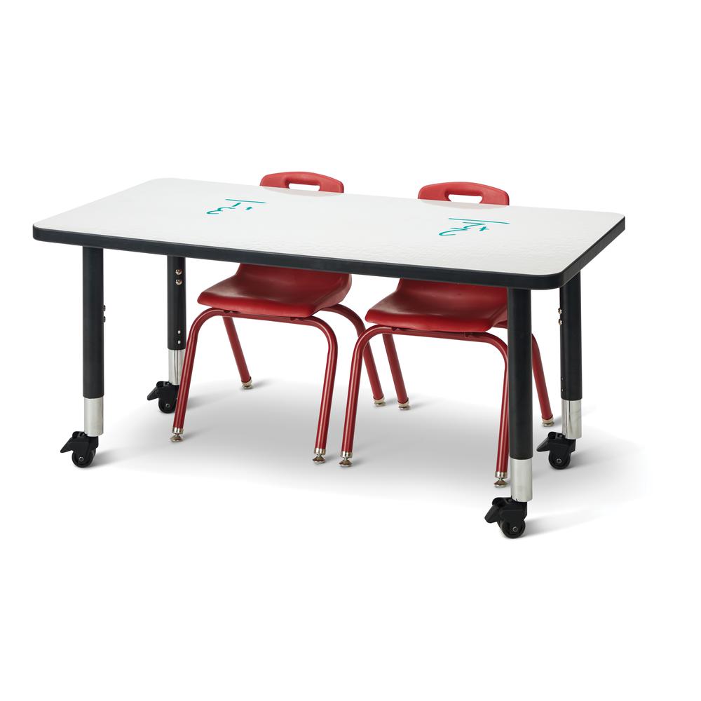 Berries® Rectangle Dry Erase Table - 36" x 24", Mobile - Write-n-Wipe/Black/Black. Picture 4