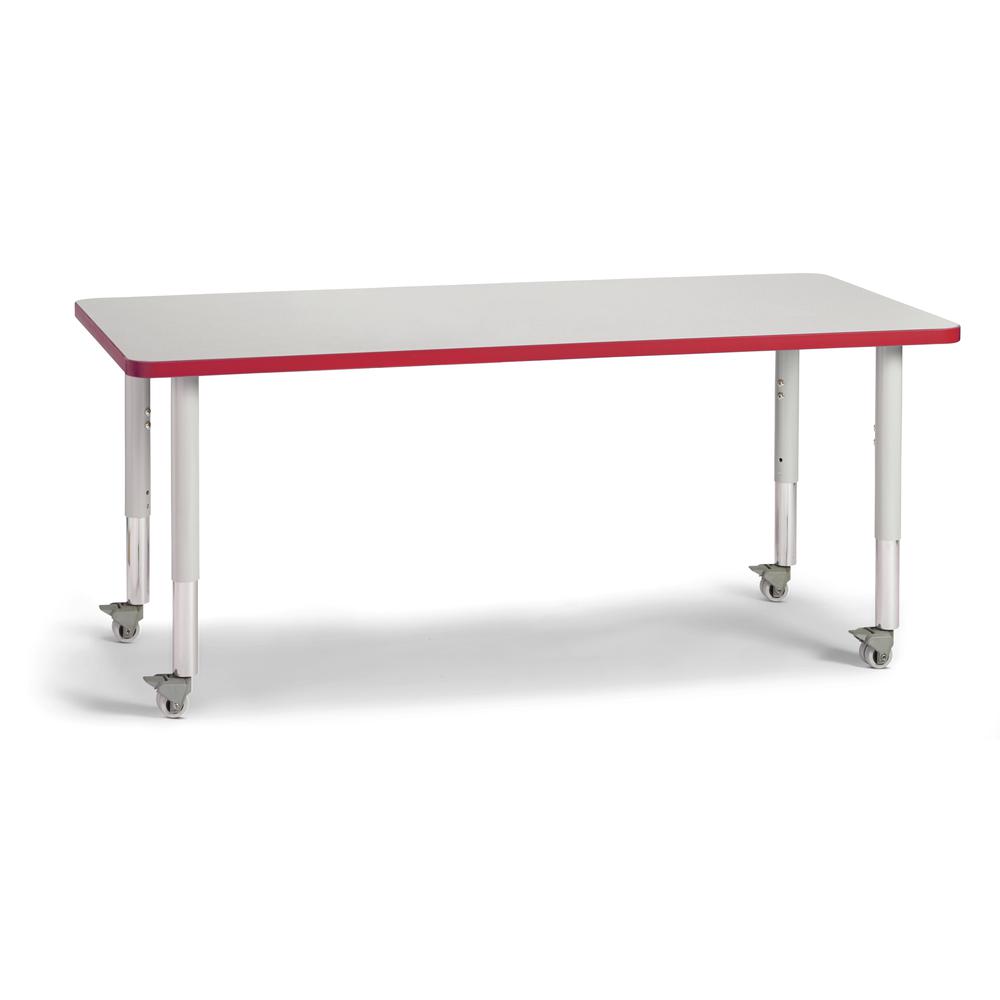 Rectangle Activity Table - 30" X 60", Mobile - Gray/Red/Gray. Picture 1