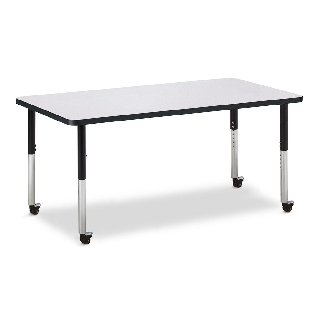 Rectangle Activity Table - 30" X 60", Mobile - Gray/Black/Black. The main picture.