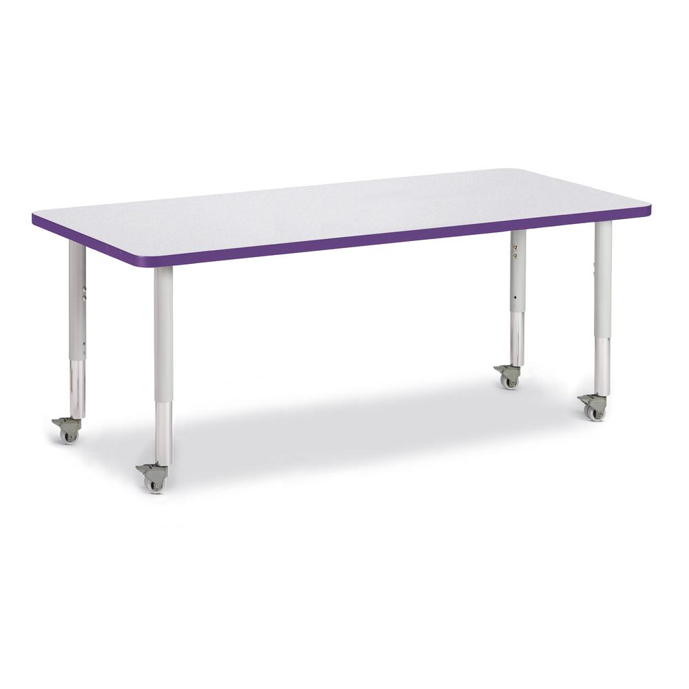 Rectangle Activity Table - 30" X 72", Mobile - Gray/Purple/Gray. Picture 7