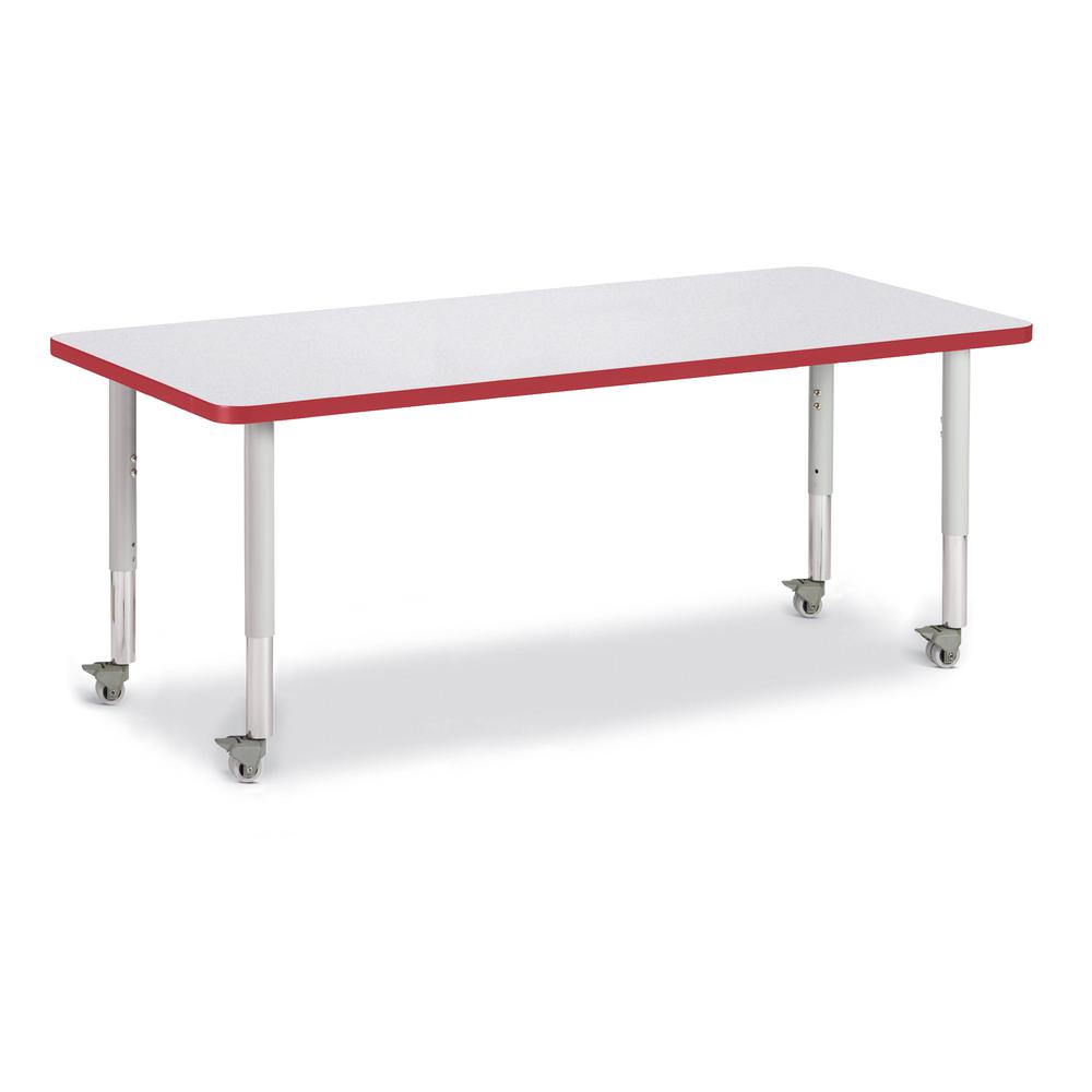 Rectangle Activity Table - 30" X 72", Mobile - Gray/Red/Gray. Picture 1