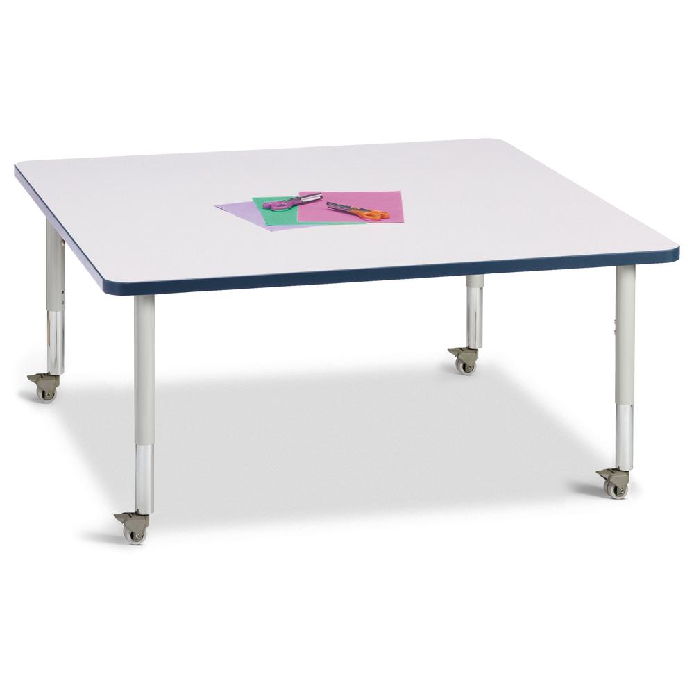 Square Activity Table - 48" X 48", Mobile - Gray/Navy/Gray. Picture 1