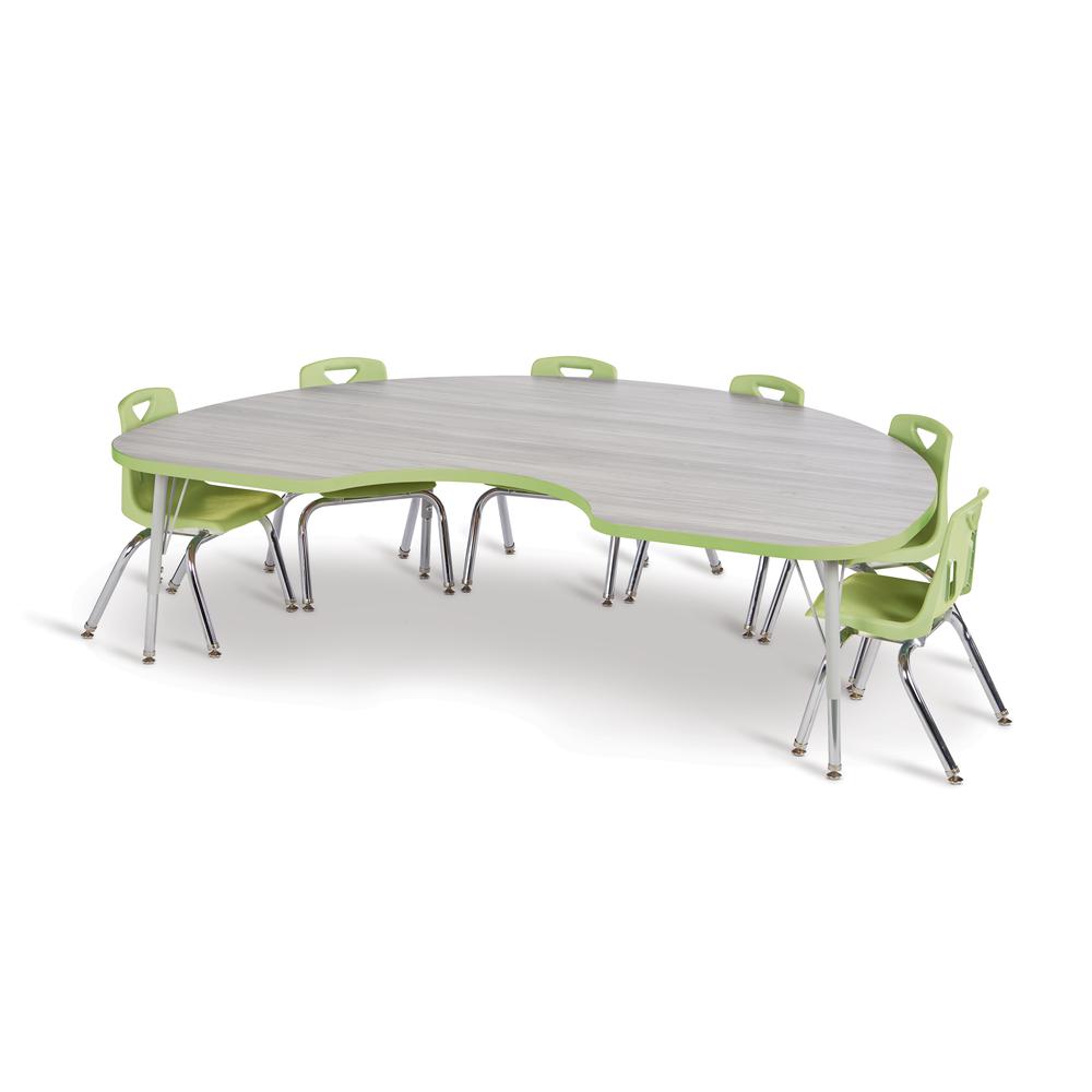 Berries® Kidney Activity Table - 48" X 72", E-height - Driftwood Gray/Key Lime/Gray. Picture 2
