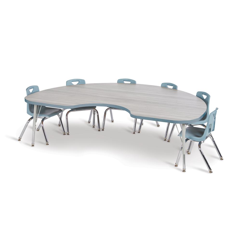 Berries® Kidney Activity Table - 48" X 72", E-height - Driftwood Gray/Coastal Blue/Gray. Picture 2