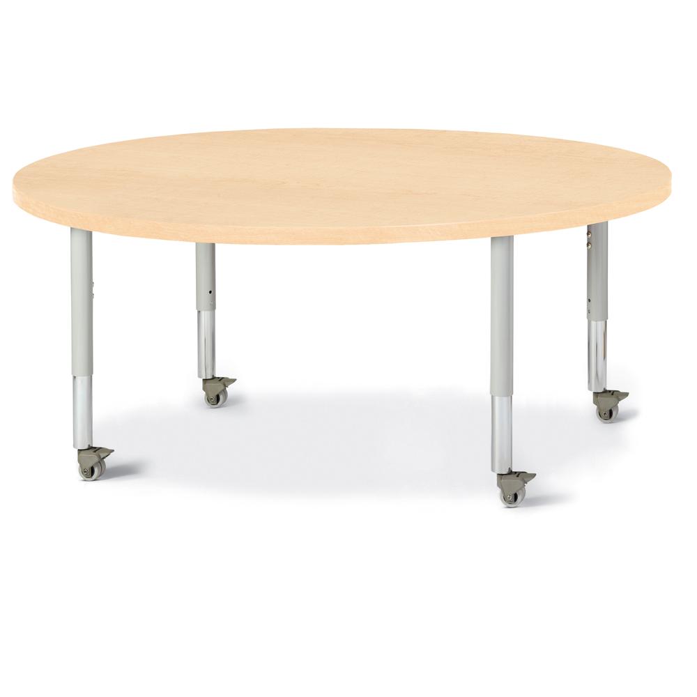Round Activity Table - 48" Diameter, Mobile - Maple/Maple/Gray. Picture 1