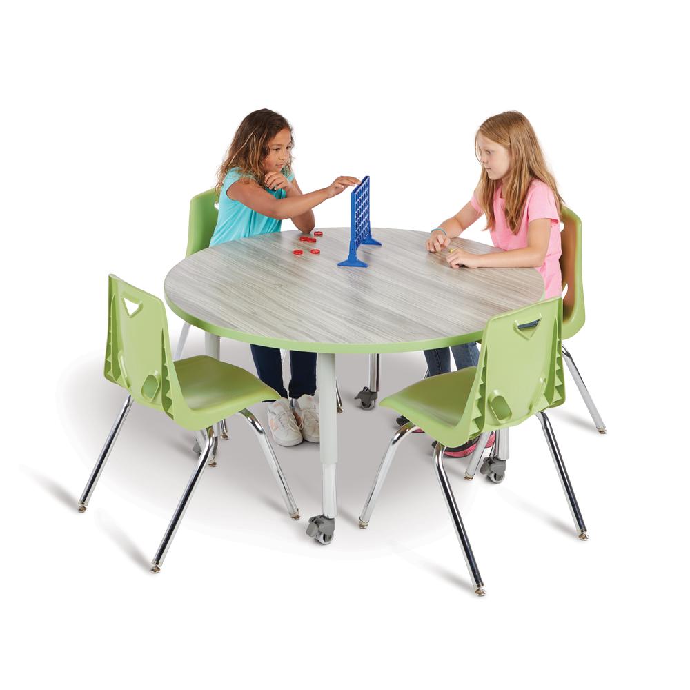 Berries® Round Activity Table - 48" Diameter, E-height - Driftwood Gray/Key Lime/Gray. Picture 4