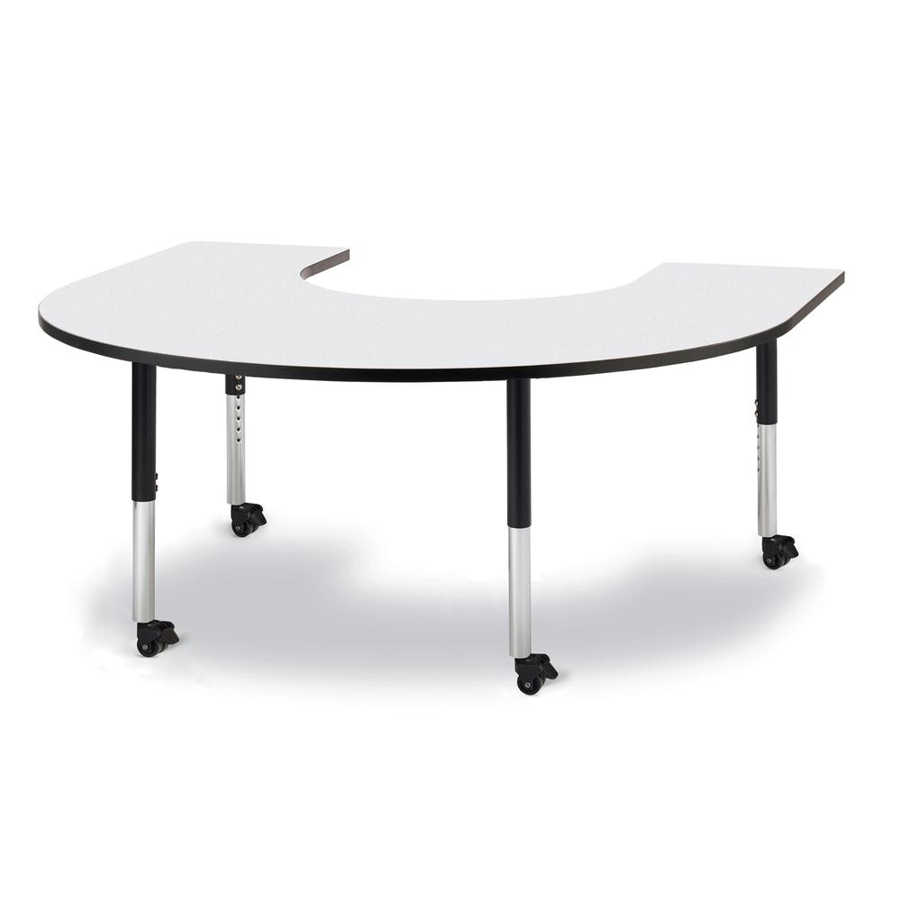 Horseshoe Activity Table - 66" X 60", Mobile - Gray/Black/Black. Picture 1