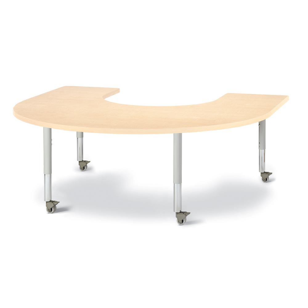 Horseshoe Activity Table - 66" X 60", Mobile - Maple/Maple/Gray. Picture 1
