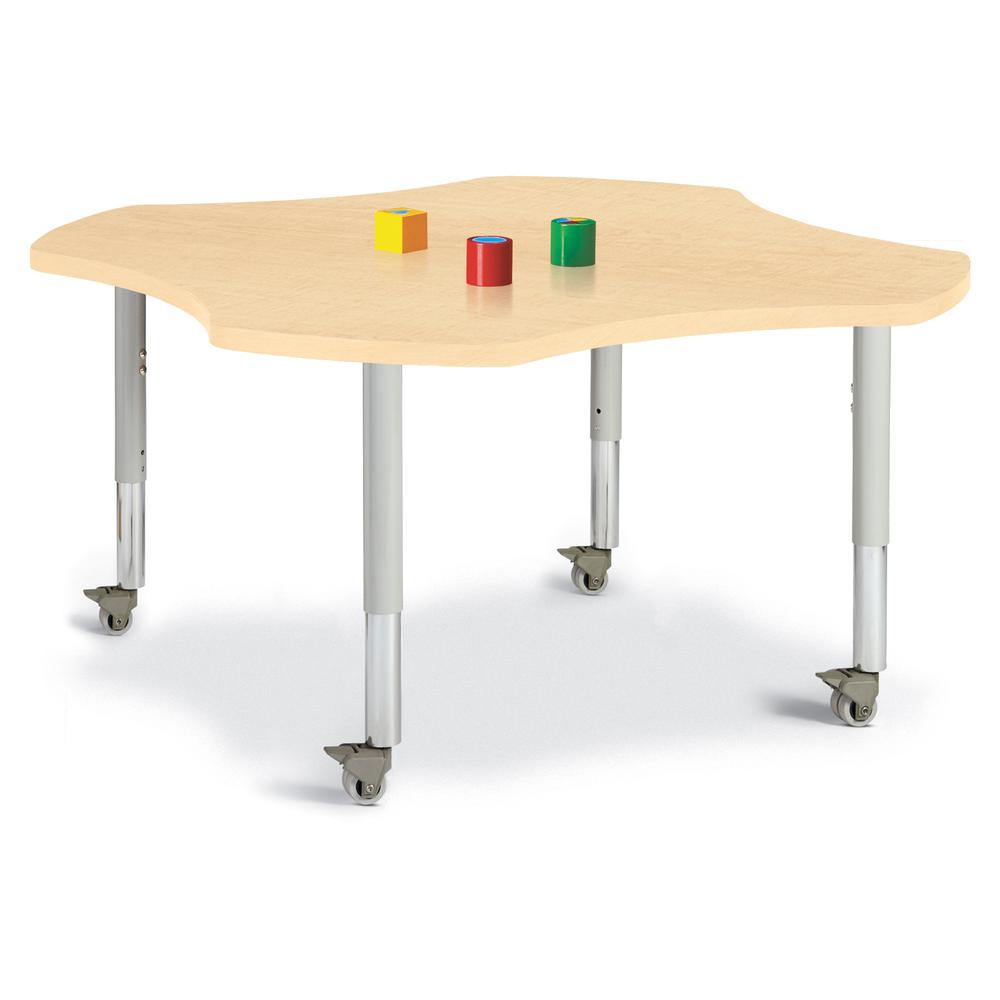 Four Leaf Activity Table - 48", Mobile - Maple/Maple/Gray. Picture 1