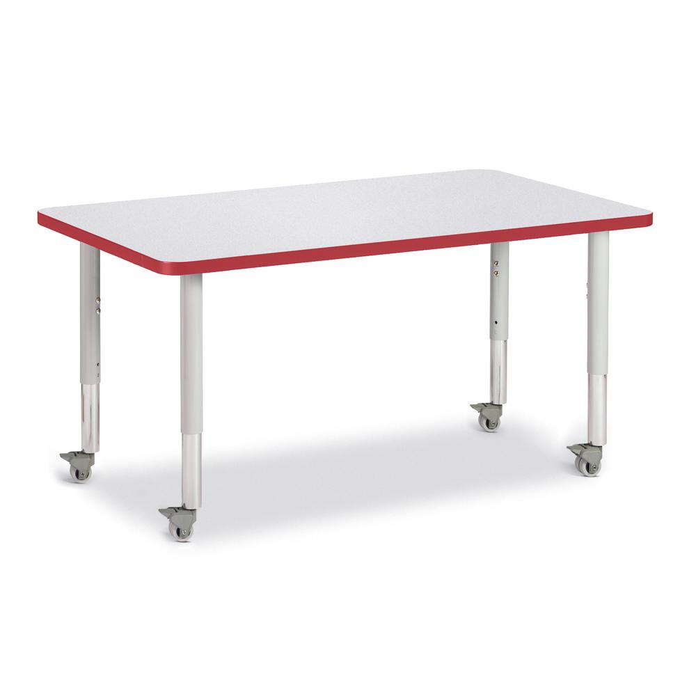 Rectangle Activity Table - 30" X 48", Mobile - Gray/Red/Gray. Picture 1