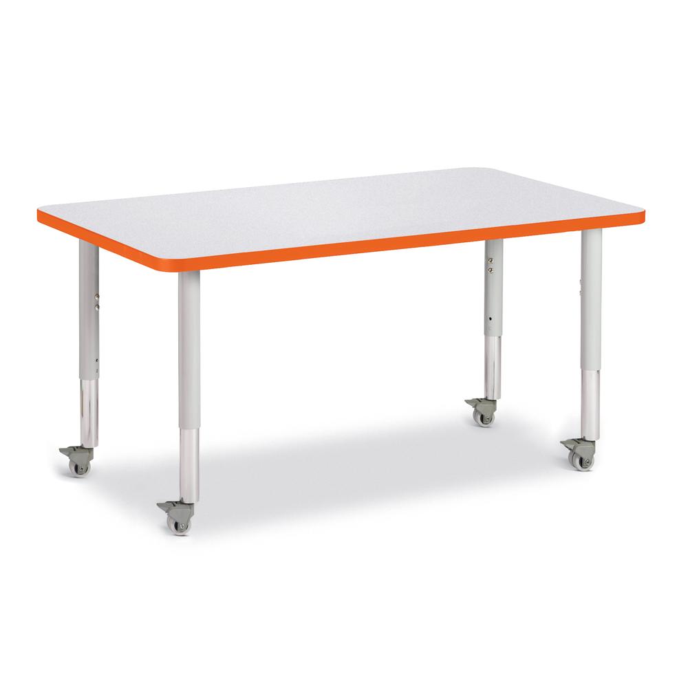 Rectangle Activity Table - 30" X 48", Mobile - Gray/Orange/Gray. Picture 1