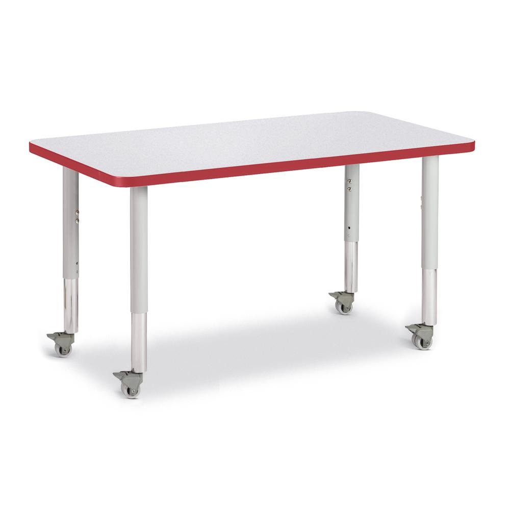 Rectangle Activity Table - 24" X 36", Mobile - Gray/Red/Gray. Picture 1