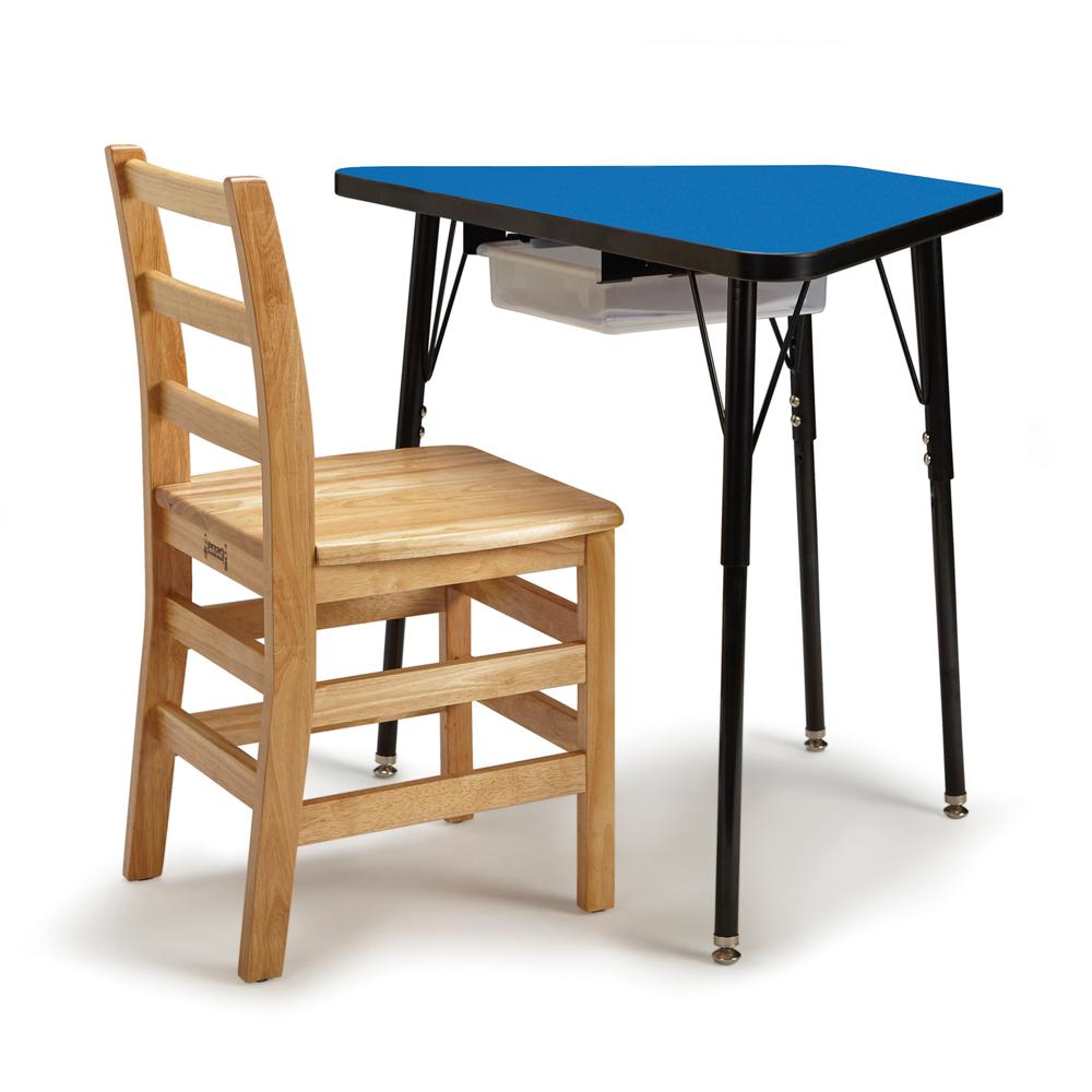 Tall Trapezoid Desk - Blue/Black/All Black. Picture 2