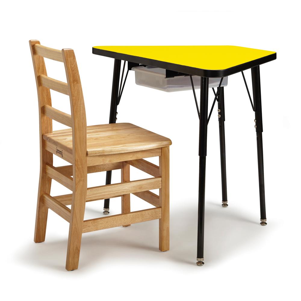 Tall Trapezoid Desk - Yellow/Black/All Black. Picture 2