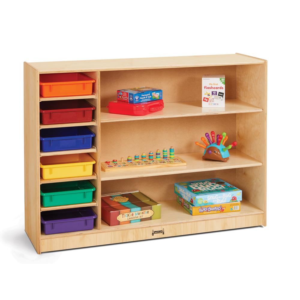 Adjustable Combo Mobile Straight-Shelf - with colored Paper-Trays. Picture 1