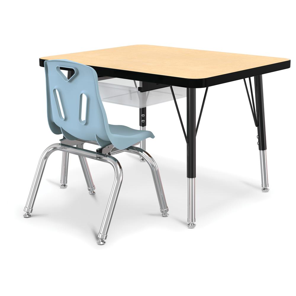 Berries® Rectangle Student Desk -  24" X 30", E-height - Maple/Black/Black. Picture 3