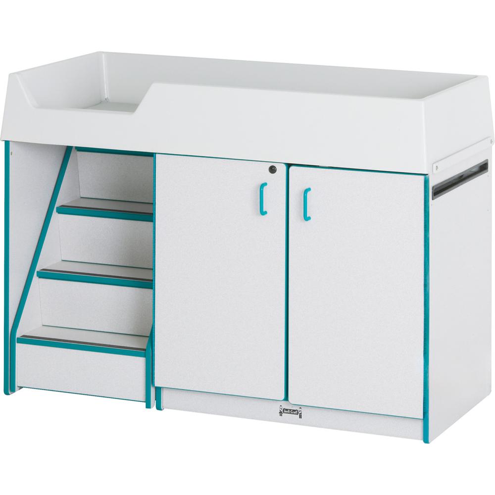 Diaper Changer with Stairs - Left - Teal. Picture 2