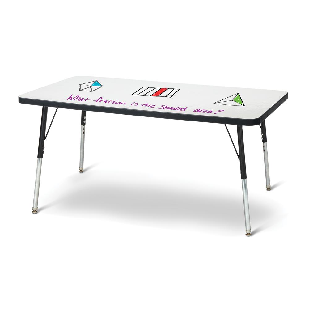 Berries® Rectangle Dry Erase Table - 48" x 24", A-height - Write-n-Wipe/Black/Black. Picture 1