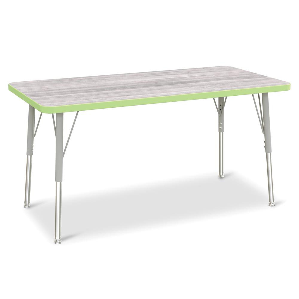 Berries® Rectangle Activity Table - 24" X 48", A-height - Driftwood Gray/Key Lime/Gray. Picture 1