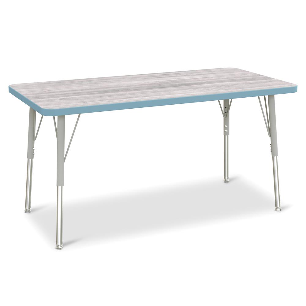 Berries® Rectangle Activity Table - 24" X 48", A-height - Driftwood Gray/Coastal Blue/Gray. Picture 1