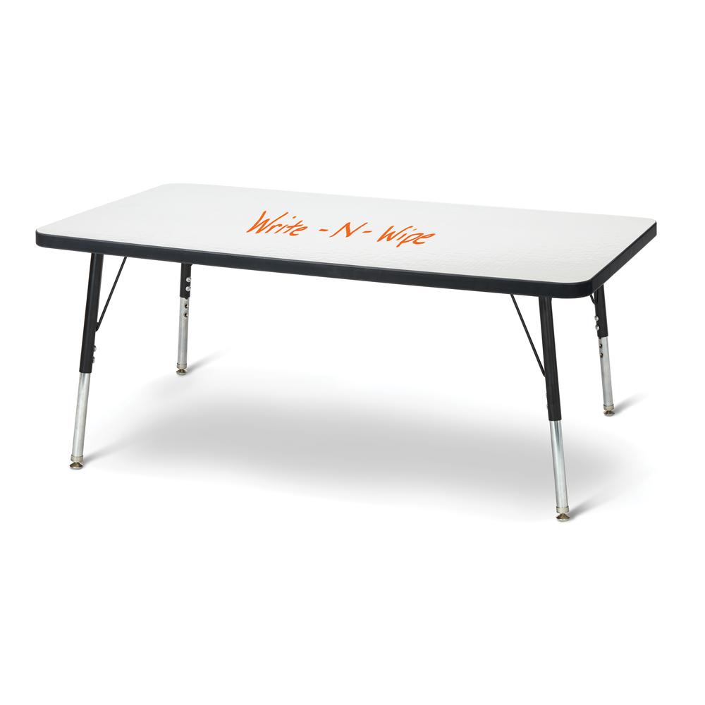 Berries® Rectangle Dry Erase Table - 48" x 24", E-height - Write-n-Wipe/Black/Black. Picture 1