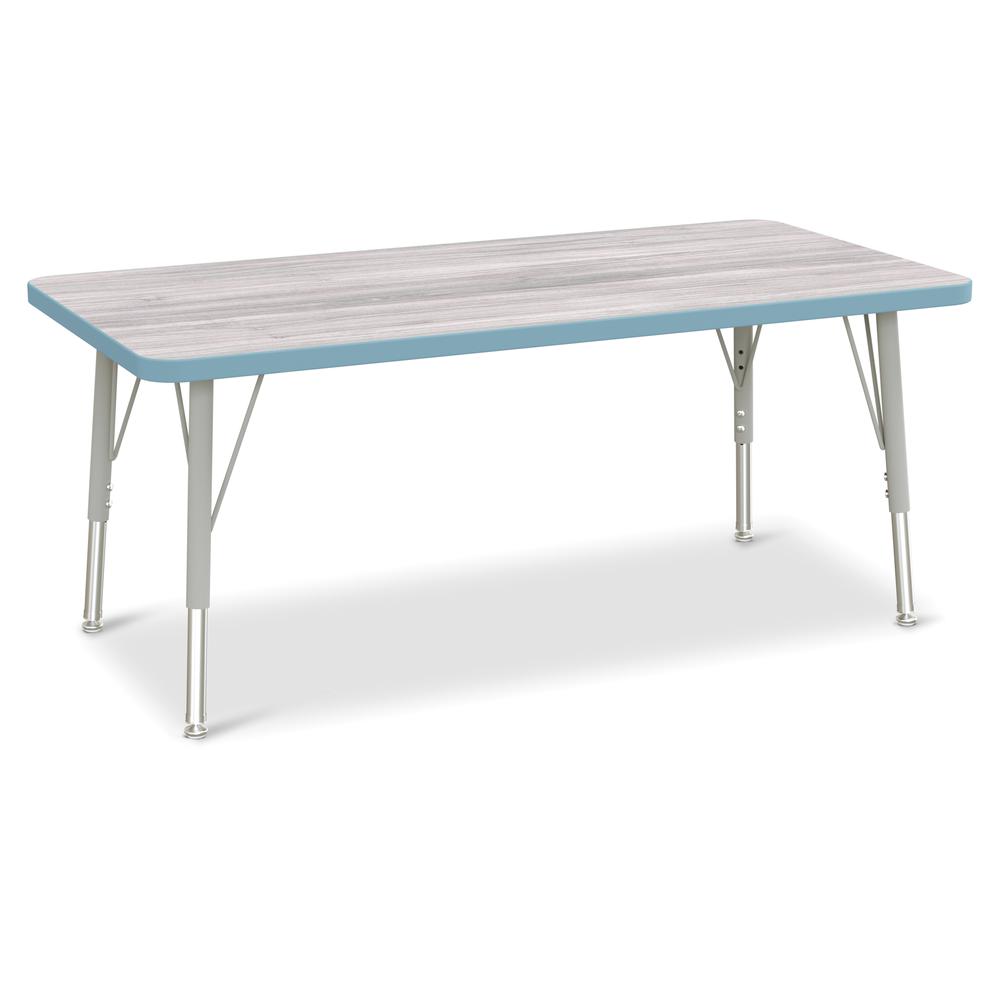 Berries® Rectangle Activity Table - 24" X 48", E-height - Driftwood Gray/Coastal Blue/Gray. Picture 1